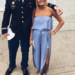 Blue pinstripe romper